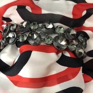 Adjustable Stretch Grey Rhinestone Beaded Party Bracelet NEW